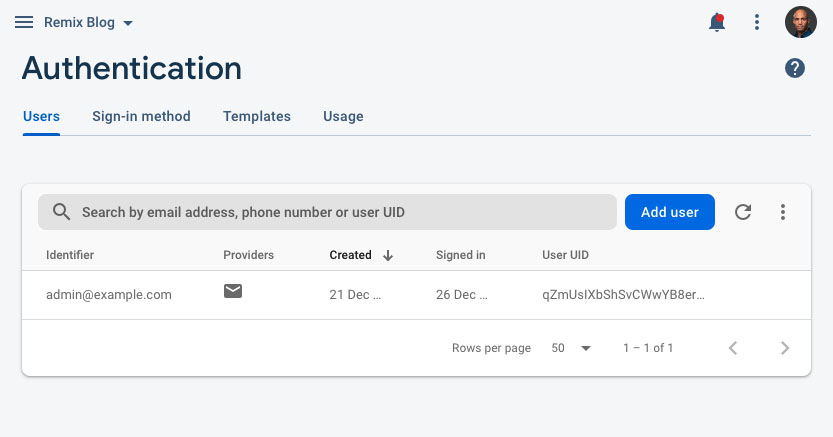 Firebase console sign in